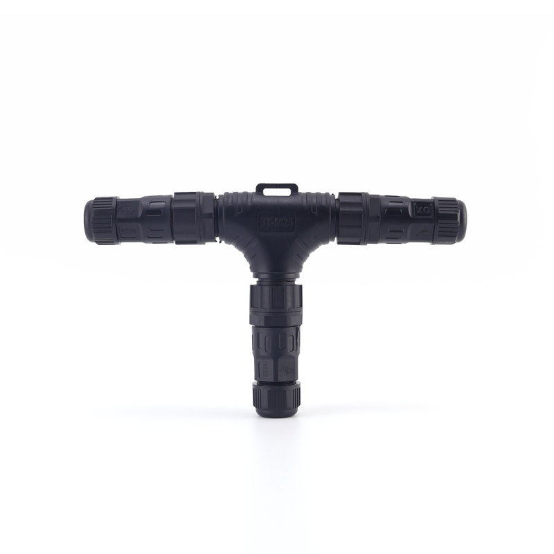 Montage Schraubtyp T-Stück 3-Wege wasserdichte Steckverbinder, M25 IP68 Hochspannungs-LED-Außenbereich wasserdichter Stromstecker